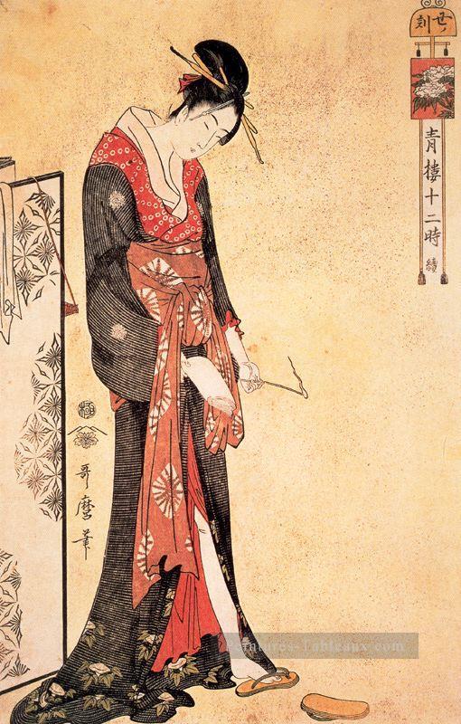 l’heure du serpent Kitagawa Utamaro ukiyo e Bijin GA Peintures à l'huile